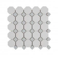 Octagon White Grey Matt & Gloss (5.5cm x 5.5cm) 29.5cm x 29.5cm Mosaic Tile