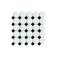 Octagon White on Black Matt & Gloss (5.5cm x 5.5cm) 29.5cm x 29.5cm Mosaic Tile