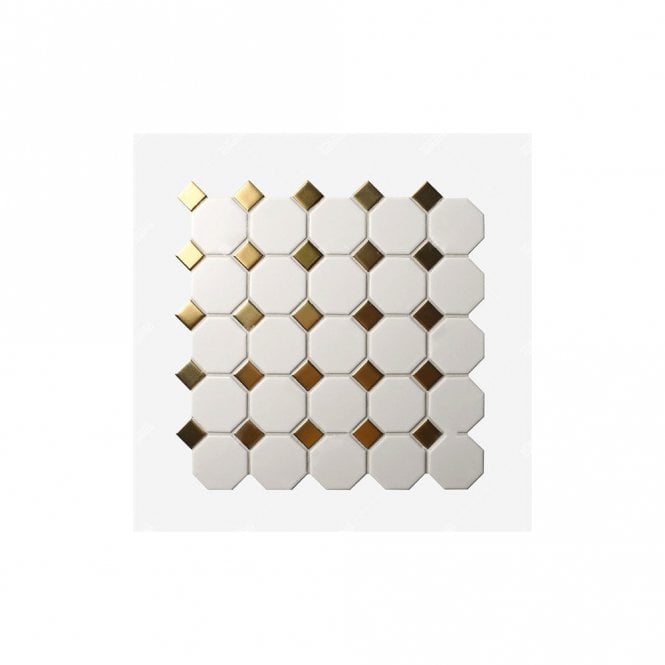 Octagonal White Gold 29.5cmx 29.5cm (2.3cm x 2.3cm) Mosaic