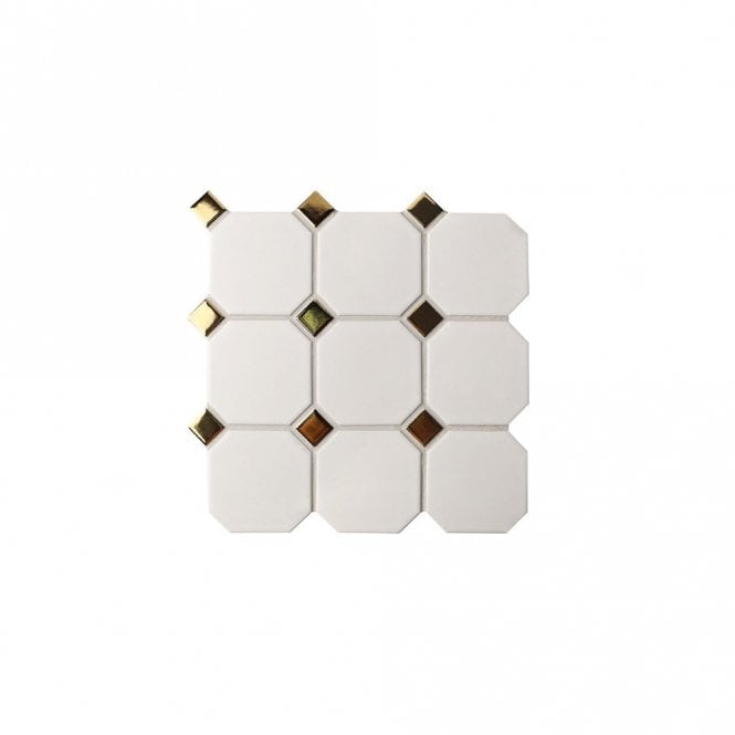 Octagonal White Gold 30cmx 30cm (9.5cm x 9.5cm) Mosaic