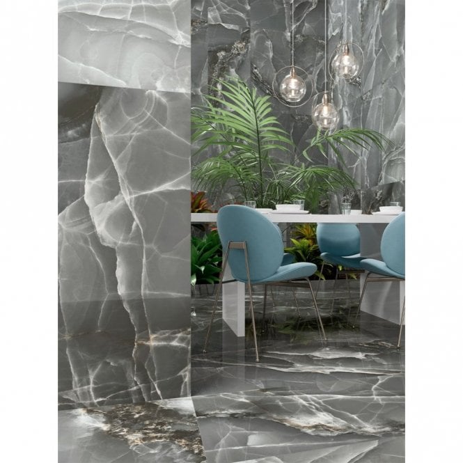 Onyx Agate Black 60cm x 120cm Wall and Floor Tile