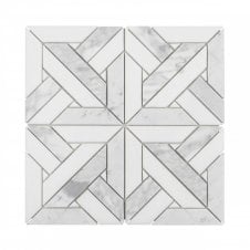 Parquet Carrara & Thassos White 30.5cm x 30.5cm Mosaic Tile