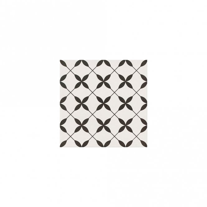 Patchwork Clover Black 29.8cm x 29.8cm Wall & Floor Tile