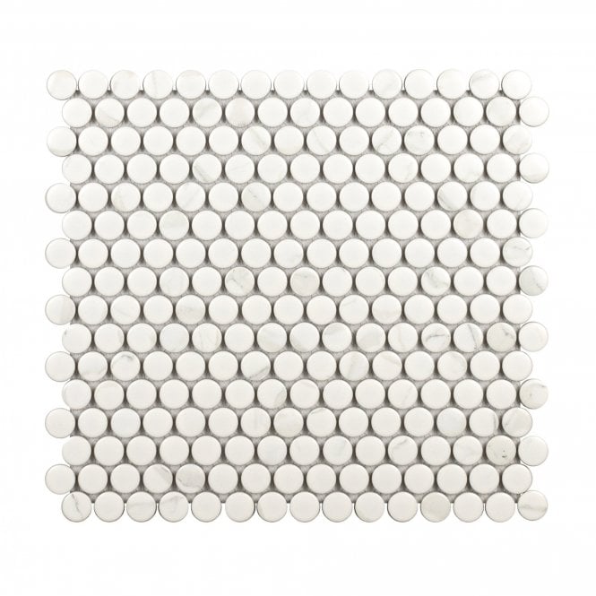 Penny Carrara Matt 31.5cm x 29.1cm Porcelain Mosaic