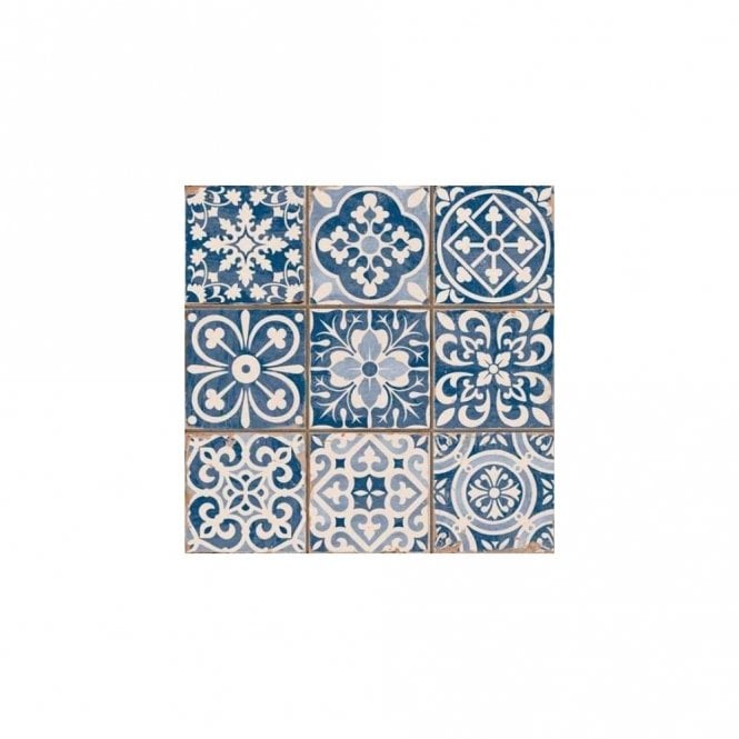 Peronda Tangier Blue Decor 33cm x 33cm Wall & Floor Tile