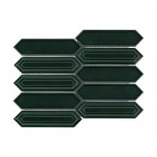 Picket Bottle Green Mosaic Tile (4.8cm x 19.8cm) 35.3cm x 25.5cm
