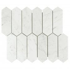 Picket Carrara White Marble (5cm x 15cm) 27cm x 31cm Mosaic Tile