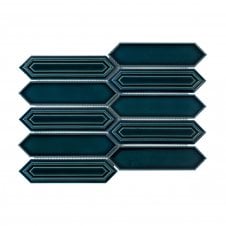 Picket Peacock Blue Mosaic Tile (4.8cm x 19.8cm) 35.3cm x 25.5cm