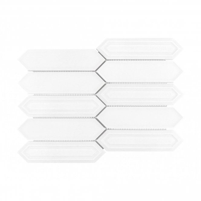 Picket White Mosaic Tile (4.8cm x 19.8cm) 35.3cm x 25.5cm