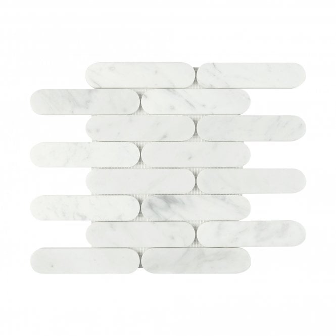Pill Carrara White Marble (3.5cm x 15cm) 30cm x 29cm Mosaic Tile