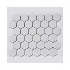 Pixel Hexagon Matt White (5.1 cm x 5.9cm) 32cm x 28cm Mosaic Tile