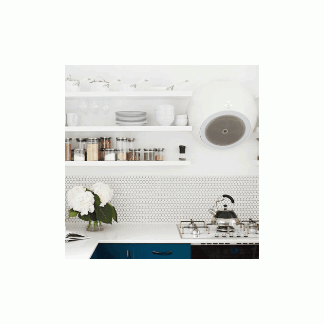 Pixel Hexagon White Gloss (2.3cm x 2.3cm) 30cm x 26cm Mosaic Tile