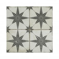 Scintilla Black Star Pattern 45cm x 45cm Wall & Floor Tile