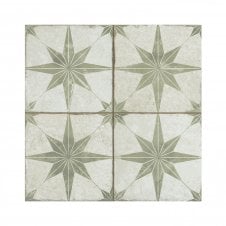 Scintilla Olive Green Star Pattern 45cm x 45cm Wall & Floor Tile