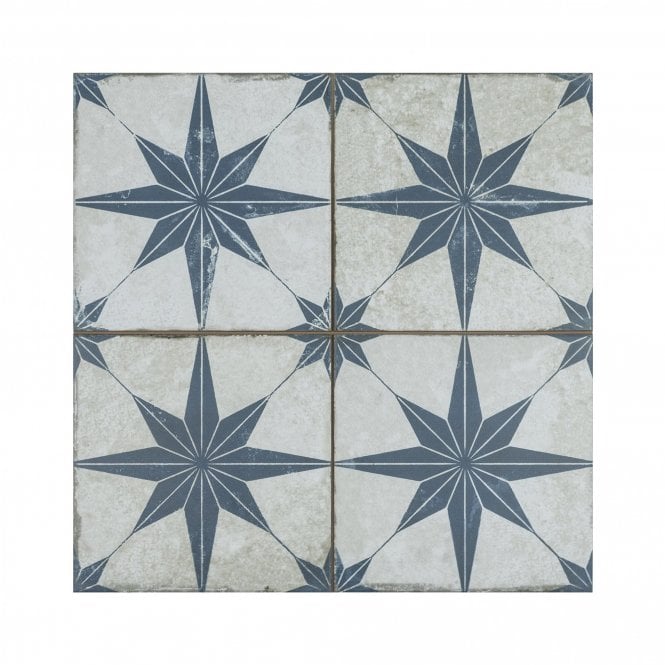 Scintilla Sapphire Star Pattern 45cm x 45cm Wall & Floor Tile