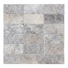 Silver Tumbled Travertine 7.5cm x 15cm Wall & Floor Tile