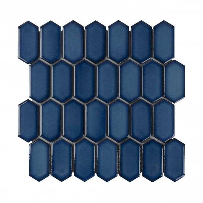 Slim-Hex Crystal Blue (7.5cm x 3.8cm) 28.8cm x 29cm Mosaic Tile