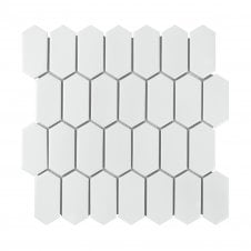 Slim-Hex Crystal White Matt (7.5cm x 3.8cm) 28.8cm x 29cm Mosaic Tile