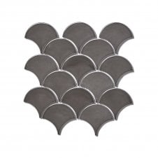 Smokey Grey Gloss 27.3cm x 25.9cm Fan Mosaic Tile