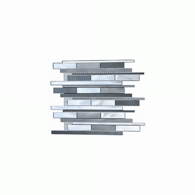 Somer Tile Fuse Linear Interlocking Aluminium and Glass Mix 28cm x 32cm Mosaic