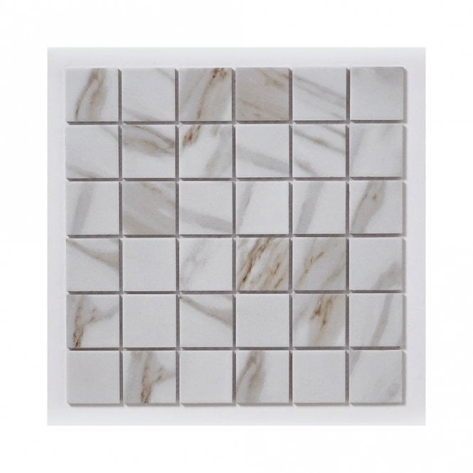 Square Calacatta Matt 4.8cm x 4.8cm Mosaic Tile
