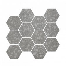 Terrazzo Hexagon Light Grey Mosaic 26cm x 27.8cm Wall & Floor Tile