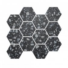 Terrazzo Hexagon Nero Mosaic 26cm x 27.8cm Wall & Floor Tile