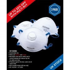 3 x Dust Mask FFP1 Approved Face Mask Valve Adjustable Strip Bacteria Filtration