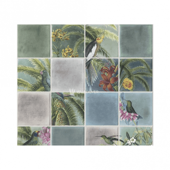 Tropical Tiles Green Wallpaper