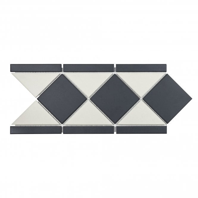 Unglazed Black & White Quarry 19cm x 42.2cm Border Tile