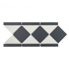 Unglazed Black & White  Quarry 19cm x 42.2cm Border Tile