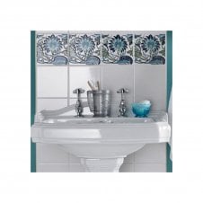 V&A Morgan Blue Decor 15.2cm x 15.2cm Wall Tile
