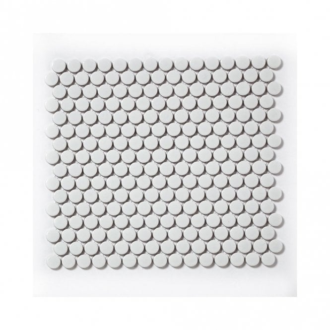Victorian Penny Gloss White 30cm x 30cm Porcelain Mosaic