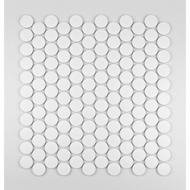 Victorian Penny XL Matt White 30cm x 30cm Porcelain Mosaic
