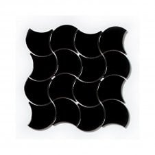 Wave Black Gloss 28.5cm x 30cm Wall Tile