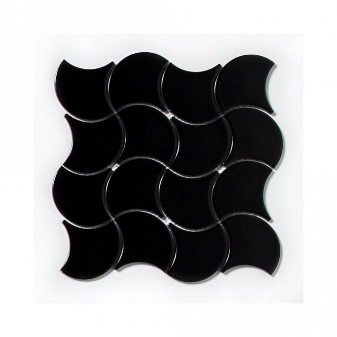 Wave Black Matt 28.5cm x 30cm Wall Tile