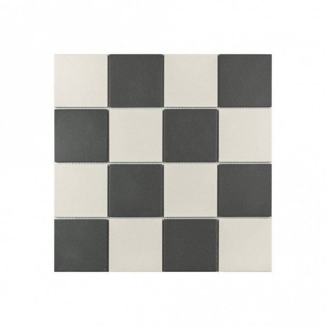 Winston Snow and Midnight Chequer 39.4cm x 39.4cm XL Mosaic Tile