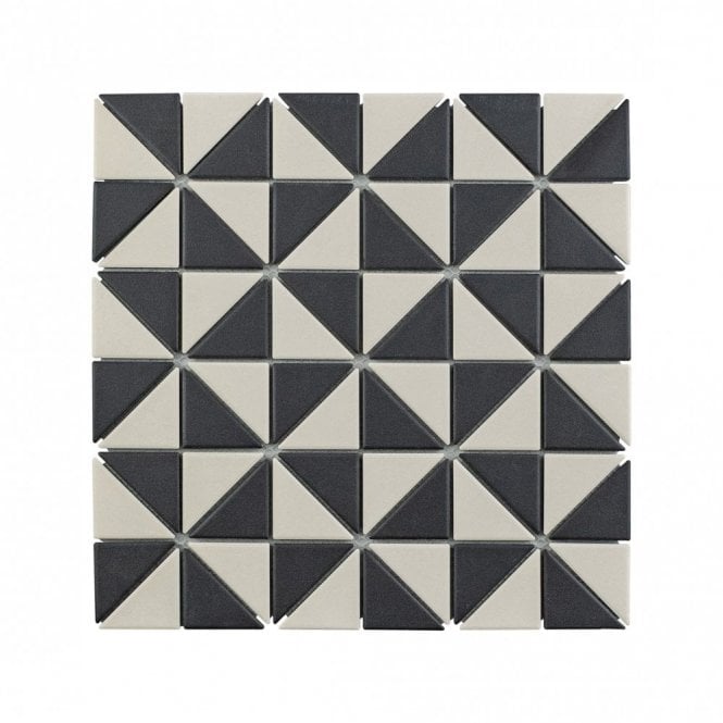 Winston Snow and Midnight Matlock 27.5cm x 27.5cm Mosaic Tile