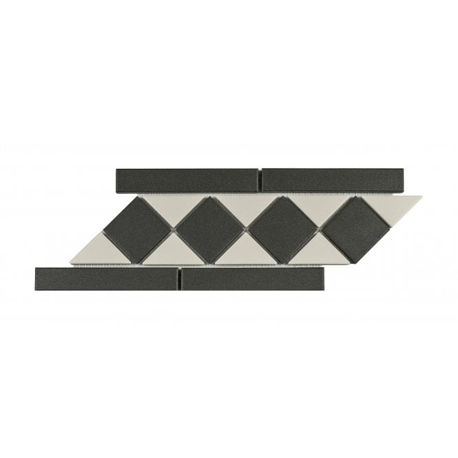 Winston Snow & Midnight Chequer Border Tile 27.2cm x 11.7cm Floor Tile