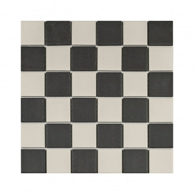 Winston Snow & Midnight Chequer Mosaic Tile 30.6cm x 30.6cm Wall & Floor Tile